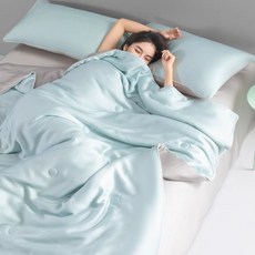 Lumi 여름 아이스 실크 쿨링 시원한 항균 냉감 홑이불 차렵이불 캠핑이불