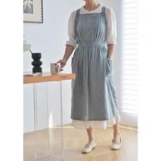 애니파니 데일리 데님 앞치마 원피스 크로스 멜빵 롱 에이프런, 1개, 연청