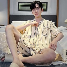 男款睡衣夏季新款潮男時尚輕奢高級感短袖純棉薄款家居服套裝