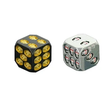 DND 보드 게임 엔터테인먼트 액세서리에 대 한 어두운 해골 주사위 2PCS 금속 D6 큐브 16.8mm, 03 Black Silver