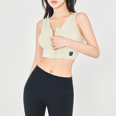 뮤즈마인 - 프론트 오픈 브라탑 그린 요가복 필라테스 상의 헬스 테니스 홈트 발레 등산