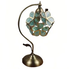 美式復古花朵檯燈，書房高檔裝飾檯燈，書桌閱讀檯燈，臥室床頭燈, 綠色燈罩