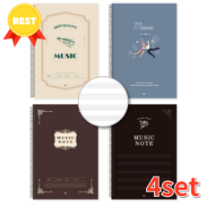 오피뉴 오선노트 12줄 스프링 음악공책 음악노트, 4개, 혼합색상