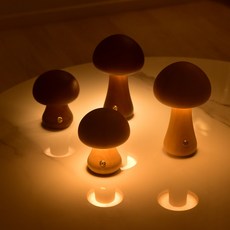 깜찍한 감성 오브제 우드 머쉬룸 충전식 LED 무드등, 02 라지, 01 화이트