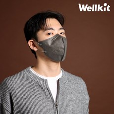 Wellkit 웰킷 숨쉬기 편한 국내 자재 국내 생산 KF94 새부리형 성인 대형 마스크, 10매입, 10개, 그레이