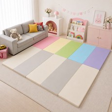 니두스 4cm 층간소음 아기놀이방 매트 유아 폴더매트 4단 5단 유아폴더매트, (폴더매트1+1) 크림+그레이