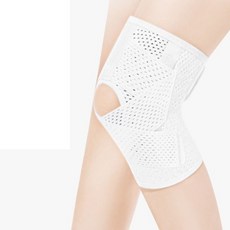 透氣運動護膝，彈性支撐，開放式設計，跑步籃球足球適用, 白色, 1個