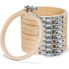 XEMbro 9피스 자수 후프 3인치 소형 아트 크래프트 핸디 바느질을 위한 대나무 원 크로스 스티치 홈 데코레이션, 4 Inch