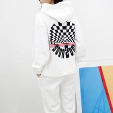 SOON2DLE 女款圓形棋盤格連帽上衣+長褲套裝