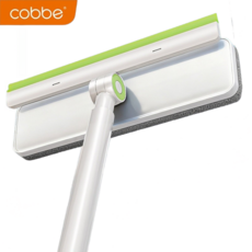 cobbe매직창문청소기 다용도청소도구 창문 유리문 거울청소에적합 섬유천과실리콘스크레이퍼일체형 길이조절가능한스테인레스손잡이 가정용청소필수품 청소편의성UP 청소효과UP, 1+1, 1개