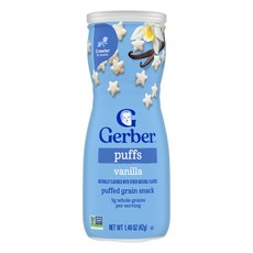 Gerber 퍼프 뻥튀기 곡물 스낵 8개월 이상 바닐라 맛 42g(1.48oz) Gerber (거버), Gerber, 퍼프, 뻥튀기 곡물 스낵, 8개월 이상,