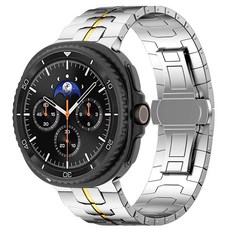 갤럭시워치8/8 클래식 호환 스트랩 쥬빌레 라인 메탈 밴드 40mm 44mm 47mm, 실버/골드, 1개