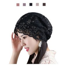 키밍 여름 망사 레이스 두건 플라워 얇은 비니 모자 uju+586yP