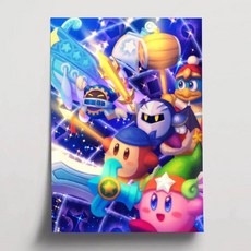 만화 귀여운 커비 포스터 자기 접착 아트 방수 종이 스티커 커피 하우스 벽장식, 1개, 3. z7