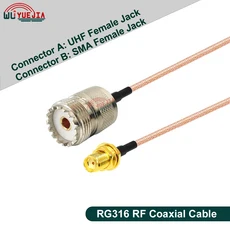 SMA-UHF RG316 케이블 SO239 PL259 SL16 UHF 암-SMA 수/암 커넥터 RF 동축 안테나 익스텐션 점퍼 피그테일, 10 1.5 Meters, 02 UHF F to SMA F