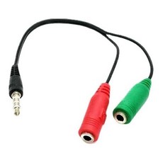 1개 빨간색과 초록색 케이블 및 어댑터 3.5mm AUX 오디오 마이크 분배기 이어폰 헤드폰 남성용에서 2개 여성용, 1개 빨간색과 초록색 케이블 및 어댑터 3.5mm AU
