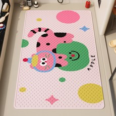 浴室防滑墊衛生間兒童洗澡專用墊子廁所腳墊硅膠寶寶淋浴吸盤地墊, 1個, 防滑吸盤-趴趴貓粉方
