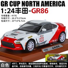 豐田 Toyota GR86 聲光迴力車 1:24 合金模型車 賽道塗裝, 白色, 1個