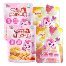 프린세스 캐치티니핑 한입 딸기 크리스피롤 40g + 캐치티니핑 하츄핑의 사우어 4D젤리 42g 세트, 1세트, 82g, 한입 딸기 크리스피롤+사우어 4D젤리