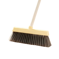 加大加厚掃把簸箕套裝，全新升級塑料管，家用軟毛掃帚, 掃把米黃色, 1個