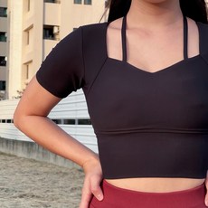 短版運動上衣 瑜珈服 健身服 螺紋 彈力 附胸墊