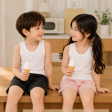 행복한쇼핑몰 유아동 무형광 퀵드라이 통기성 쟈가드 런닝 2p