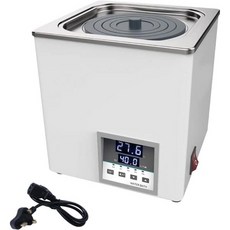 실험실 온수 욕조 디지털 온도 조절 히터 전기 난방 장치 110V60Hz 스테인리스 스틸 라이너 물통 조절 가능한 커버 건조 방지 연소 RT - 99.9°C 배수구, 1Hole