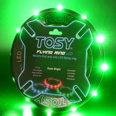 TOSY 플라잉 디스크 방수 LED 프리스비 캠핑 해변 원반던지기, 그린, 1개