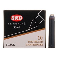 SKB RI-60 歐規卡式鋼筆墨水補充液 10入 鋼筆卡水 鋼筆墨水, 黑