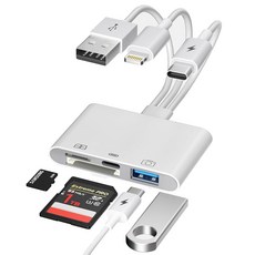 PAD-OTG 어댑터용 SD 카드 리더 및 /SD 디지털 오디오)+USB-A가 카메라에서 카메라 전송용 충전 / 휴대폰으로 포함된 사진 TF 리더 USB-C(데이터