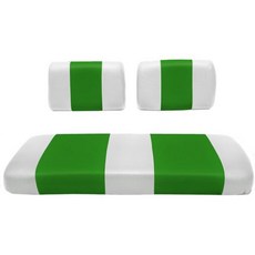 야마하 G-2/G-9 골프카트용 시트 커버 교체 - 전면 벤치 프리미엄 마린 비닐 5개 패널 스티칭 스테이플로 고정하는 설치 방식 투톤 골프카트 화이트, 흰색 & 초록