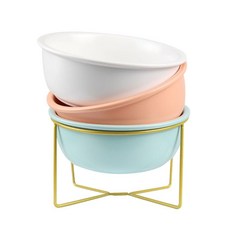 반려견 도자기 식기 대형 골드 트레이 핑크 밥그릇 ord+91155DH