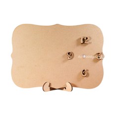 Art Hobby Craft木質時鐘底板套裝，DIY手作工藝品，居家裝飾擺件, 長方圓弧邊(數字)鐘板, 1個