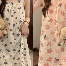 민소매 면 꽃무늬 홈웨어 내장 여성 형태 패드 가슴 여름 원피스 소재 야외활동