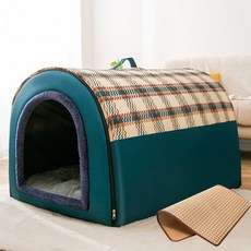 대형견 방한 강아지집 텐트 소프트켄넬 하우스 겨울 강아지 집 애견 개집 실외 마당 방수, L 50 x 40x35cm, 1개, 젠틀맨 블루 쿨링 매트