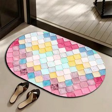 硅藻泥速乾防滑地墊 浴室衛生間門口適用, 1個, 炫彩立方5-橢圓 5秒速吸 ,40*60硅藻泥 加厚 款