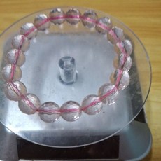 鑽切足球面粉水晶手串 10mm 簡約時尚設計 彈性繩手鍊, 1個