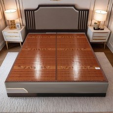 可折疊竹涼蓆 夏季雙人床蓆 加厚透氣冰涼蓆 150*200 【拒絶毛刺-雙麵兩用】, 十年楠竹-背麵AI草席子-無枕套,150*200【拒絶毛刺-雙麵兩用】