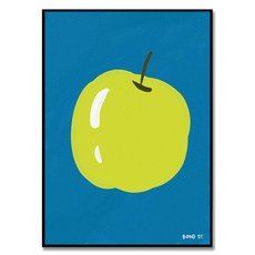 엘디프 받아줄게 그 사과 - Green Bond St. 작가 풍수 인테리어 돈들어오는 재물운 과일 그림 액자, A3 사이즈_30cm x 42cm, 브라운 뉴질랜드 원목 액자