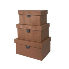 고급 가죽 휴대품 호텔 보관함 캐비닛 수납상자 보관, 1개, N. 갈색과 검은색 직조 패턴