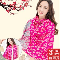 Seoul Show首爾秀 樓蘭葉語民族風純棉編織圍巾披肩