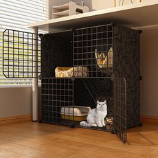 Tiger Pavilion 고양이용 초대형 케이지 2단, 블랙, 1개