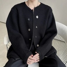 투니스 남성 라운드넥 집업 긴소매 니트 가디건