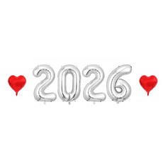 올리브파티 2026 2025 신년 파티 용품 풍선 세트 패키지, 2026실버_하트, 1세트