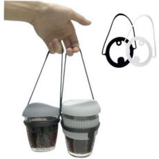 실리콘 컵 홀더 다회용 휴대용 테이크아웃 드링크 컵 캐리어 피크닉 스트로우 친환경 음료수 데일리 외출용, 화이트5개입