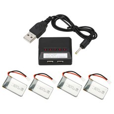 시마 X5 드론 전용 배터리 4개 + 5구 충전기 (부품만), 1세트, 900mAh배터리x5개