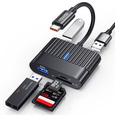 라비아드 5in1 USB3.0 C타입 허브 멀티 카드리더기 SD CF 카드, 1