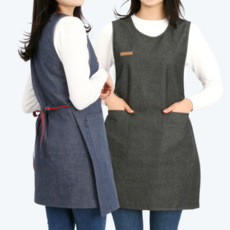 더데님 앞치마 [한정수량 이벤트가] 심플 모던한 끈타입 원피스 국산 고급 청원단 에이프런 앞치마 린다스 에이프런샵, 1개, 일반_블랙