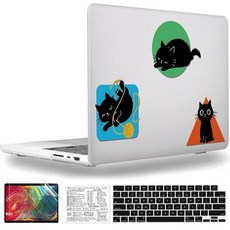 QCzyc 맥북 프로 14인치 케이스 2021-2026 M5 M4 M3 M2 M1 A3427 A3426 A3434 A3185 A3112 A3401 A2992 A2918 A277, 기하학적 고양이