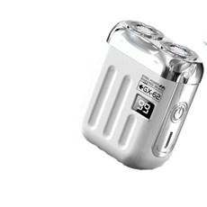 GX-62 電動男士刮鬍刀 乾濕兩用 輕巧設計, 天使白 標準版 6核普通電芯動力 12頁刀頭, 如圖所示